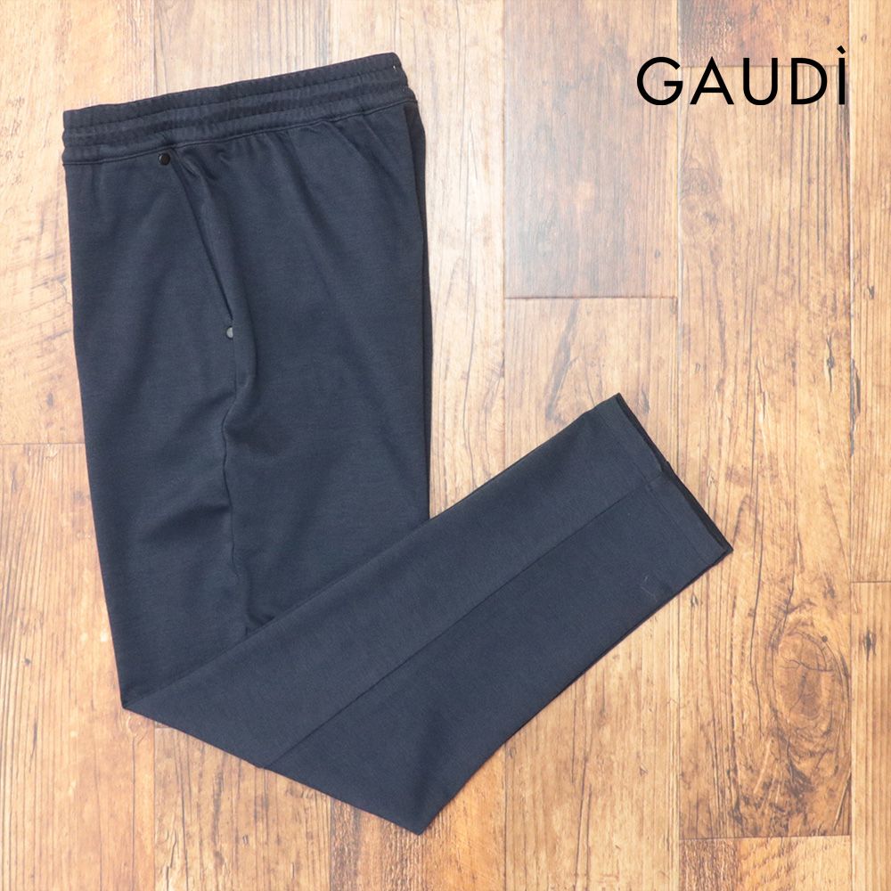 25AW GAUDI Lサイズ イージーパンツ C521GU25026 裏起毛 4WAYストレッチ テーパード メンズ 紳士 ガウディ 紺 ネイビー mc437
