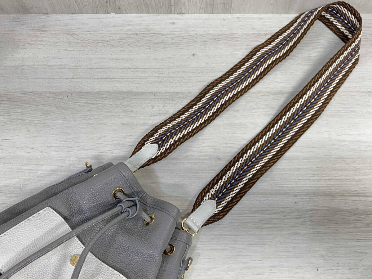 A.D.M.J. THE MOZART DRAWSTRING 巾着 ショルダーバッグ 本革 レザー エーディーエムジェイ かばん 鞄 レディース グレー