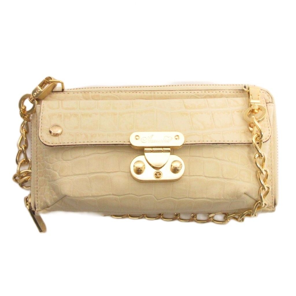 ADMJ アクセソワ Accessoires De Mademoiselle ウォレット チェーン クロコ型押し 財布 小銭入れ お札入れ レザー アイボリー