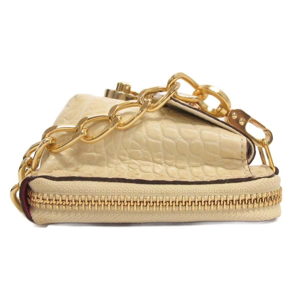 ADMJ アクセソワ Accessoires De Mademoiselle ウォレット チェーン クロコ型押し 財布 小銭入れ お札入れ レザー アイボリー