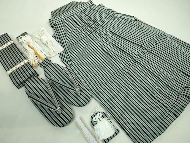 上 七五三 男の子 3歳 行灯袴 小物セット 縞 き kh 5