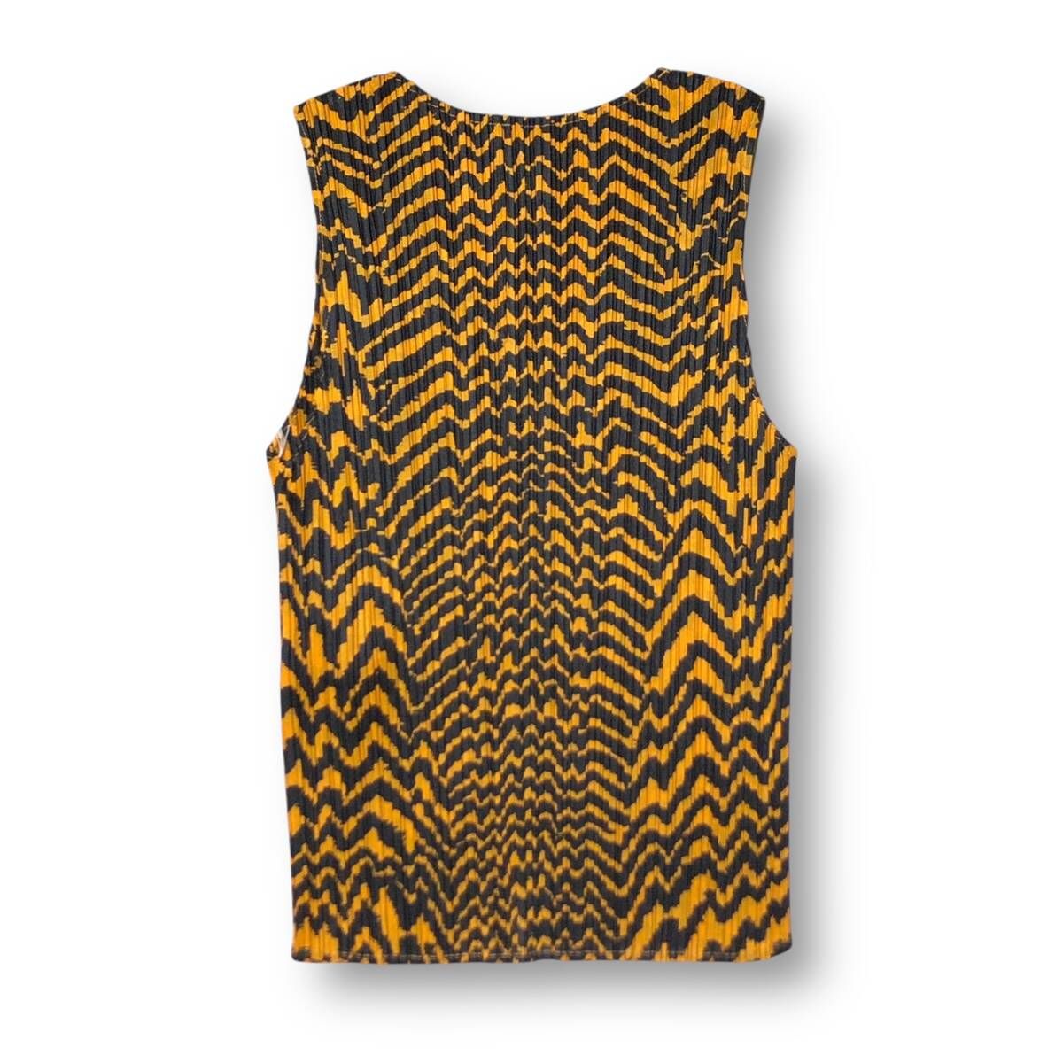 98 aw PLEATS PLEASE No Sleeve catswe ノースリーブカットソー ブラック オレンジ サイズ3 プリーツプリーズ