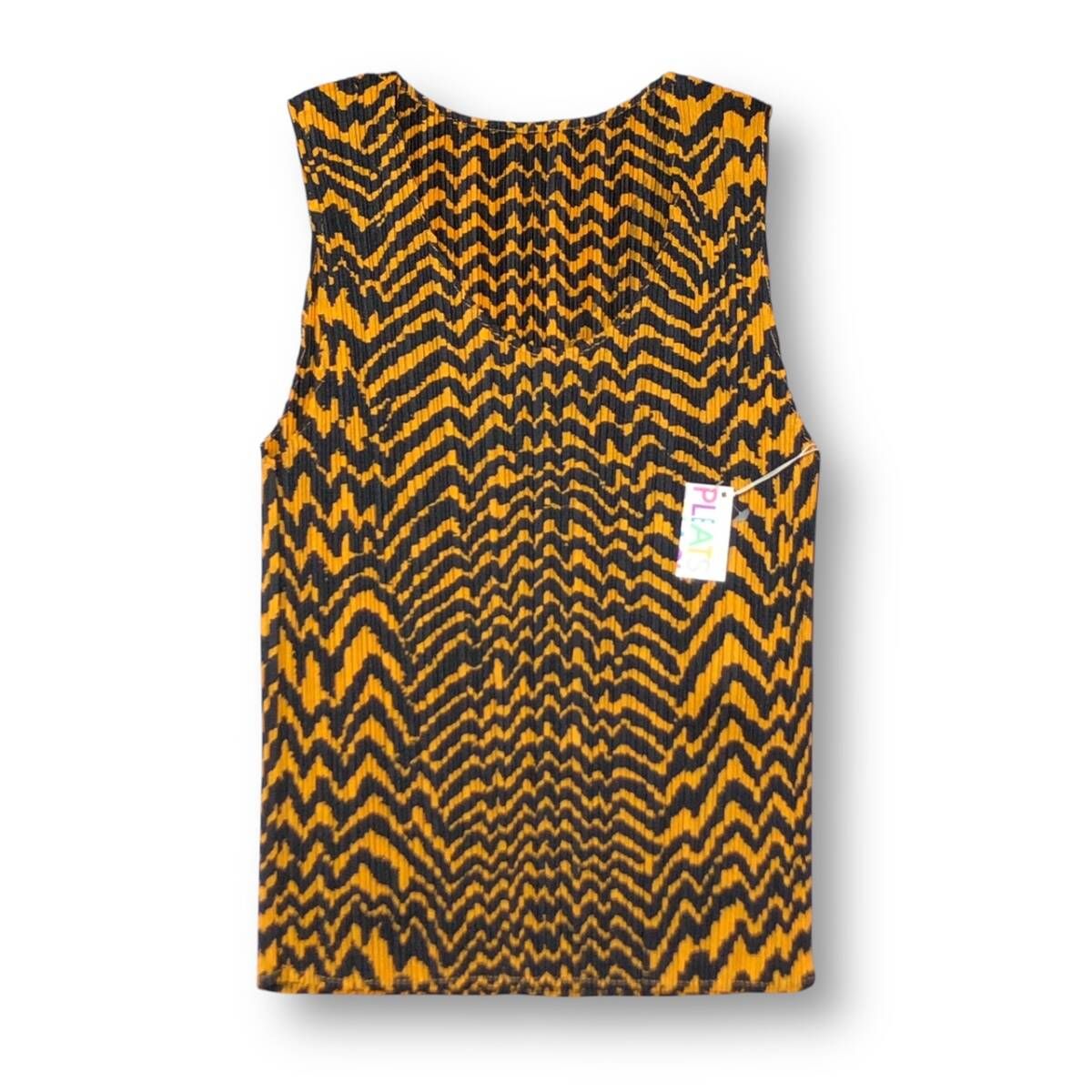 98aw PLEATS PLEASE No Sleeve catswe ノースリーブカットソー ブラック オレンジ サイズ3 プリーツプリーズ