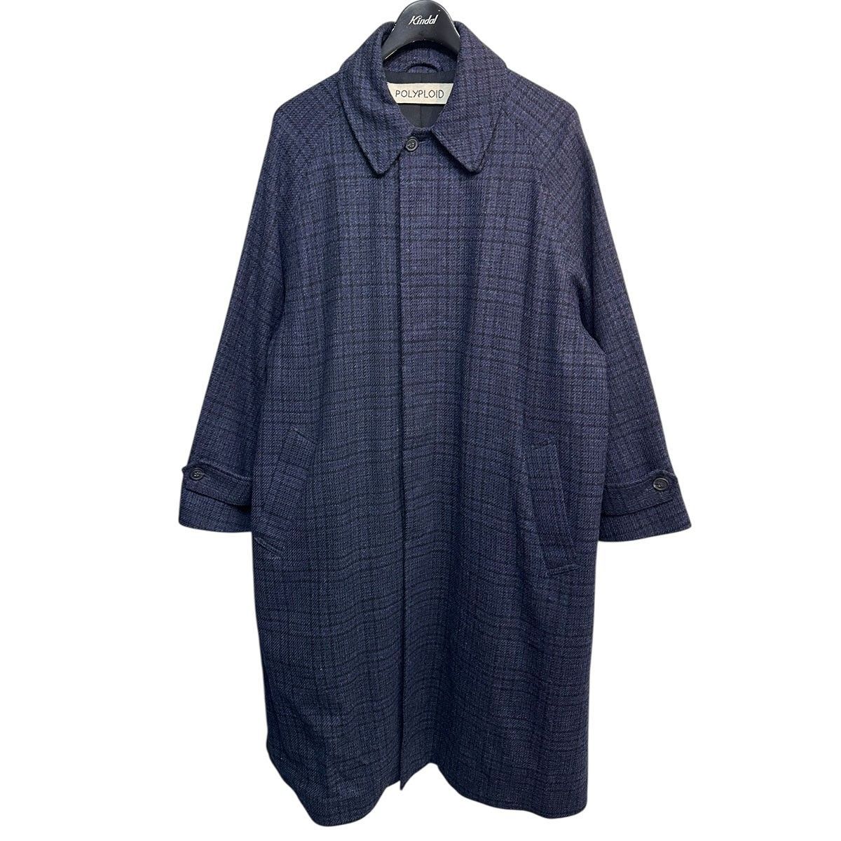 POLYPLOID LONG COAT B チェックステンカラーコート 01-B-07 