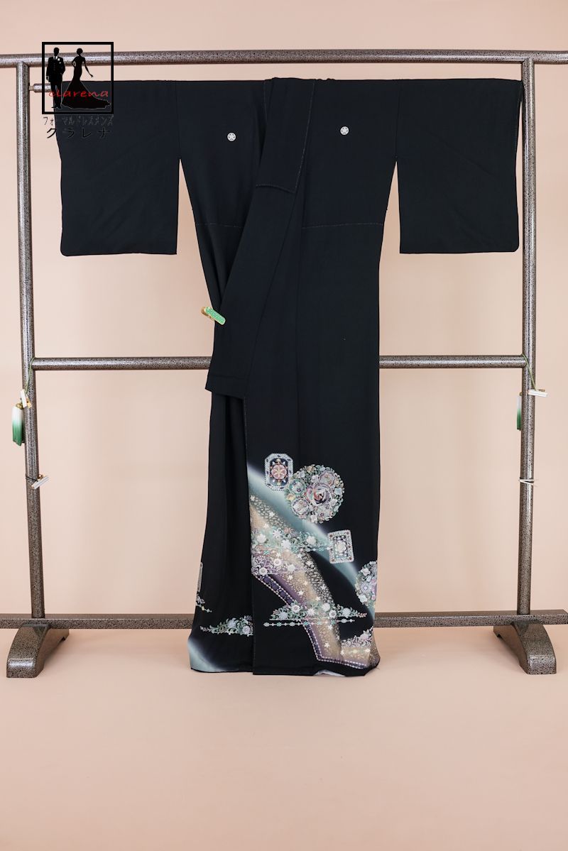 平和屋着物＊夏物 黒留袖 絽 駒刺繍 吉祥花菱文 金彩 正絹 逸品