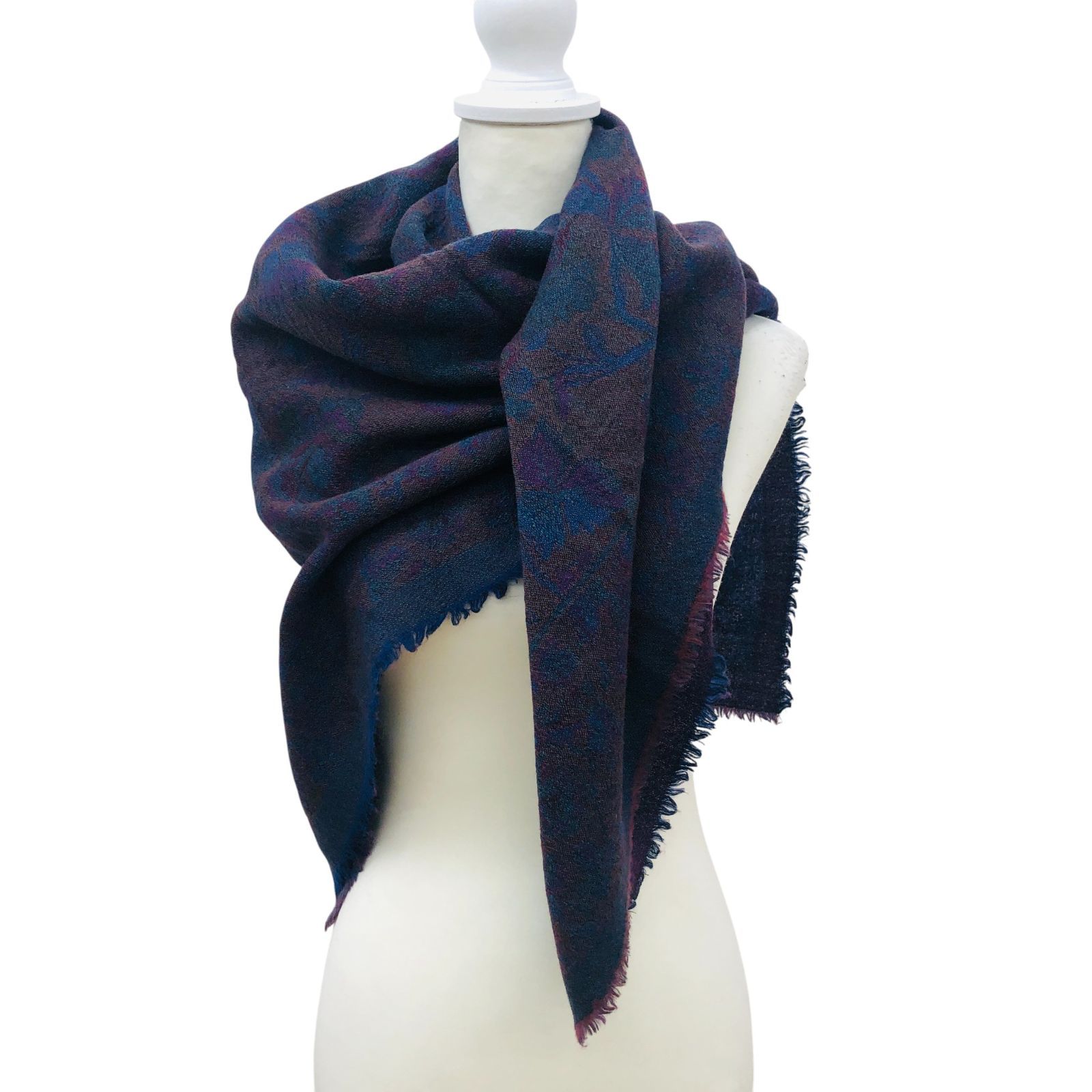 Z1555【美品】KENZO ケンゾー 大判ストール パープル系 ボタニカル