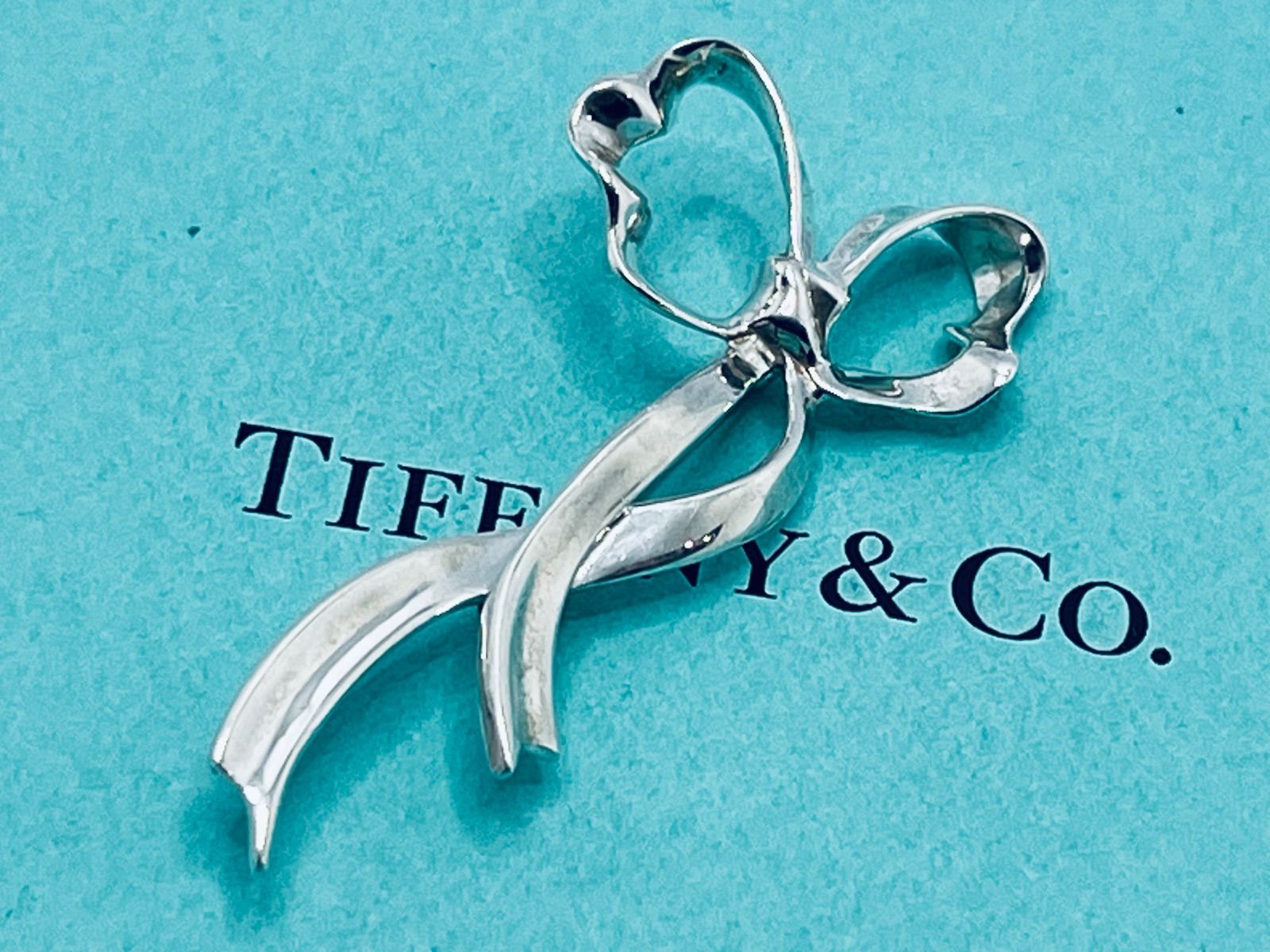 a142 Tiffany-Co. ティファニー リボンボウ ラージサイズ ブローチ シルバー 925