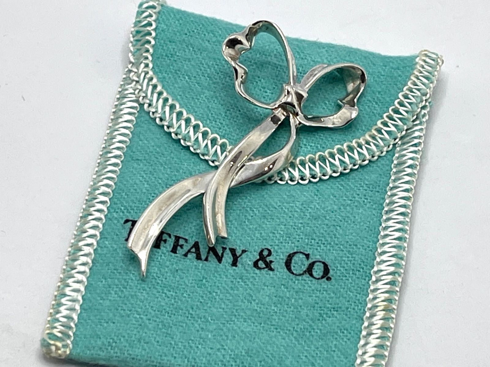 a142 Tiffany-Co. ティファニー リボンボウ ラージサイズ ブローチ シルバー 925