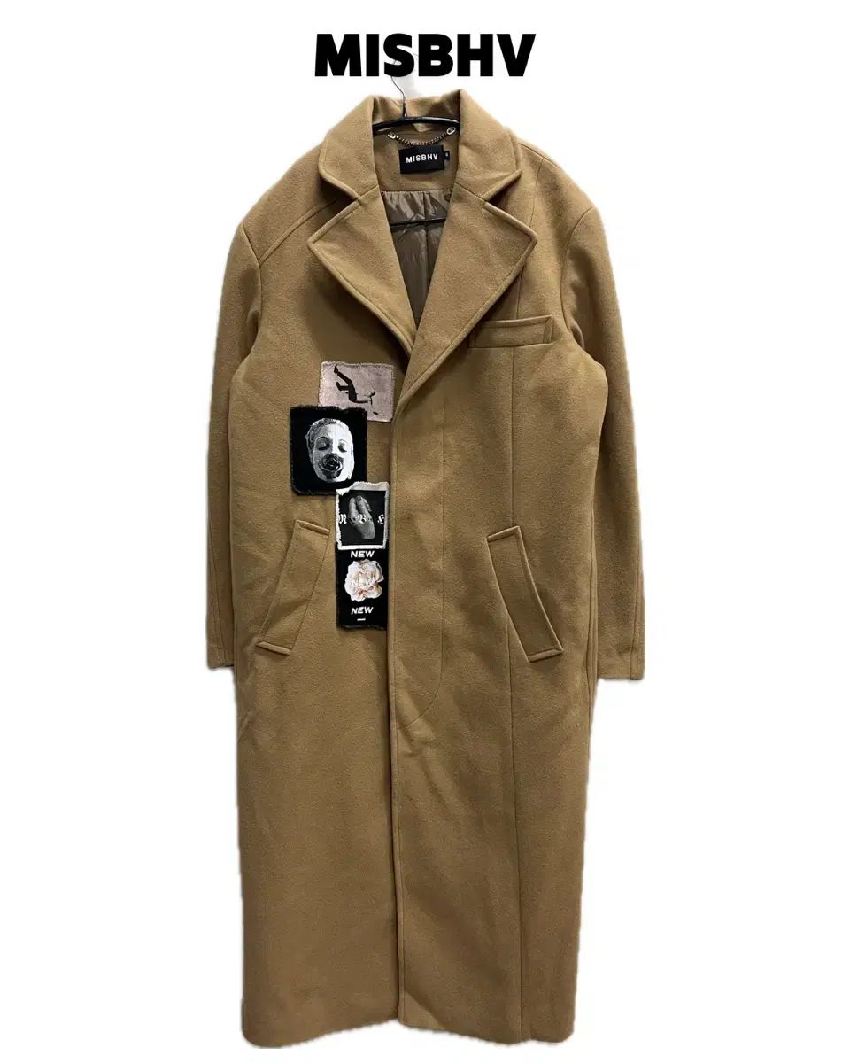 MISBHV 2016 AW パッチワーク デザイン ウールカシミア ブレンド ロング コート ベイ