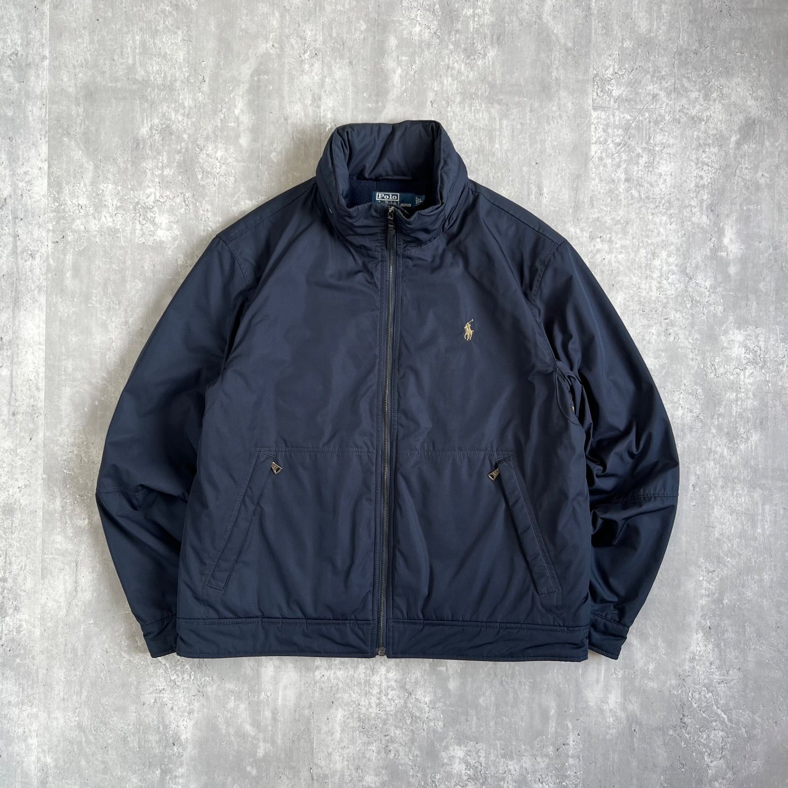 90s POLO Ralph Lauren ナイロンジャケット 裏フリース XL 古着 Polo Ralph Lauren 裏地 フリース 比翼 ナイロン ジャケット