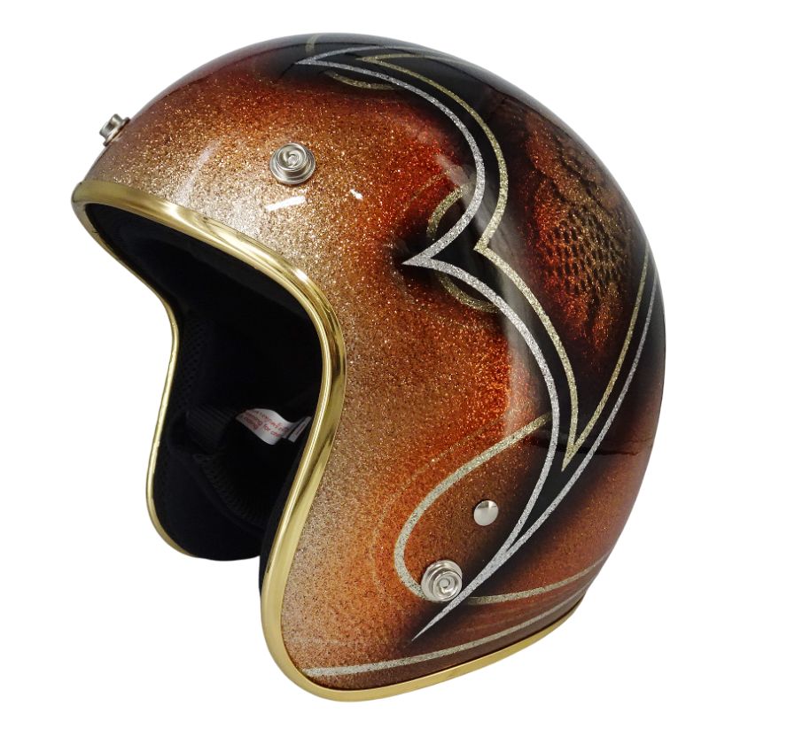 流線型カスタムスタイル!! ジェットヘルメット ラメ入り フリーサイズ 57-59cm ファッション 公道使用不可