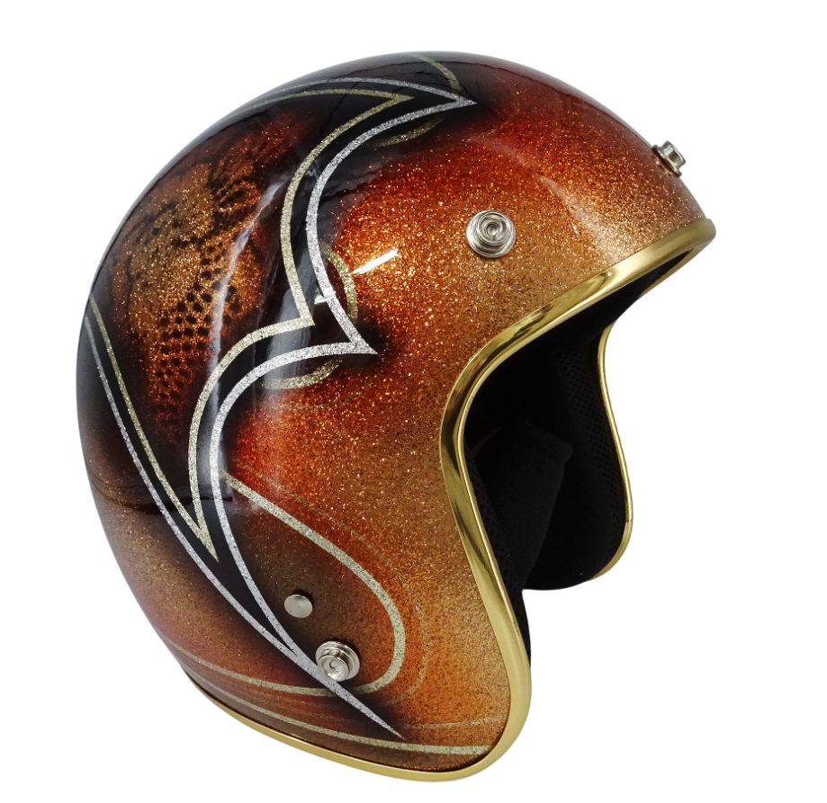 流線型カスタムスタイル!! ジェットヘルメット ラメ入り フリーサイズ 57-59 cm ファッション 公道使用不可