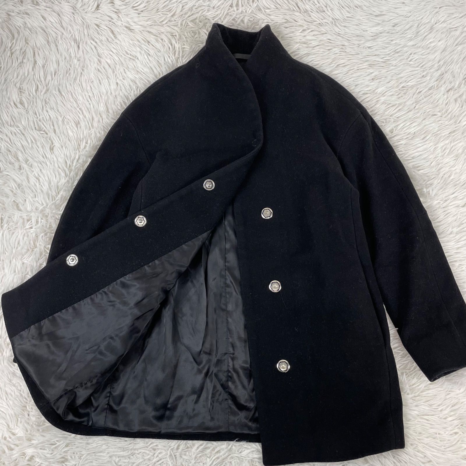 marimekko マリメッコ ウールスタンドカラーコート ブラック 黒 xs