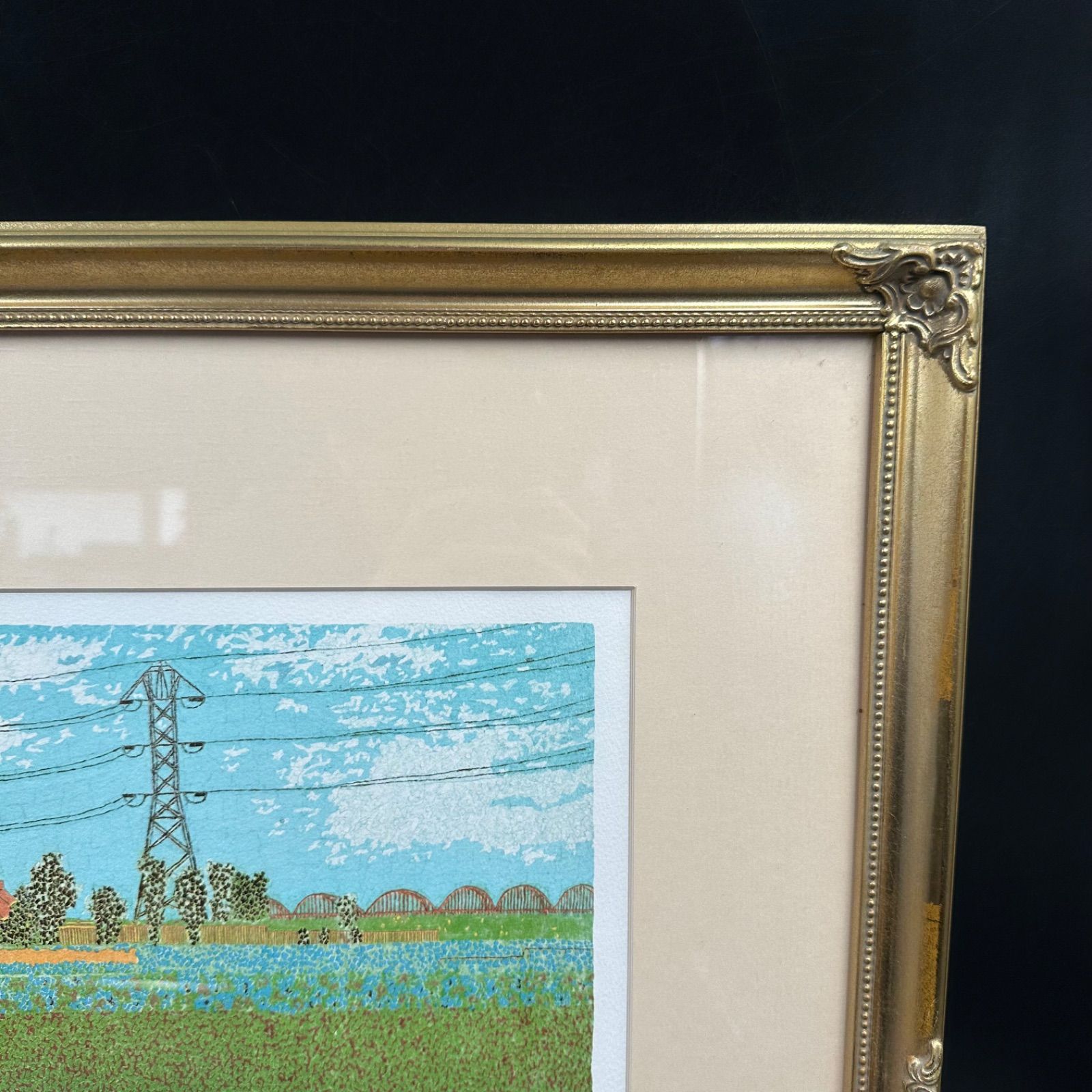 山下清 魚つり リトグラフ 版画 落款 額装入り 放浪の天才画家 裸の