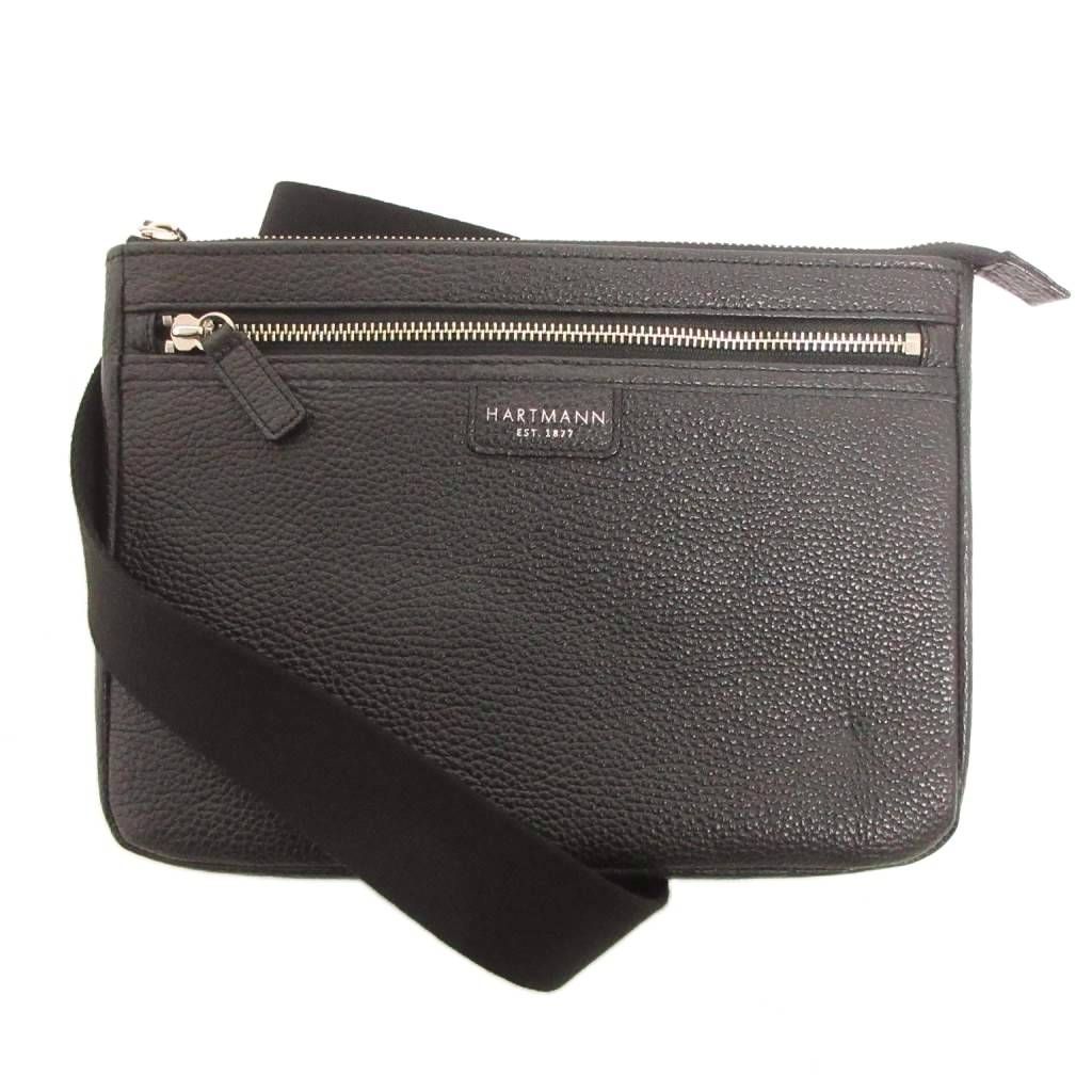 ハートマン HARTMANN ショルダーバッグ 斜めがけ スクエア レザー 黒 ブラック 鞄