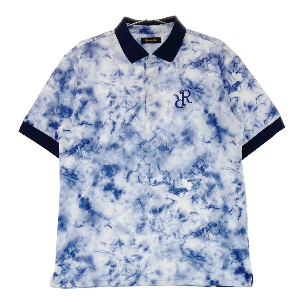 サイズ：L RESURRECTION レザレクション 半袖ポロシャツ 総柄 ネイビー