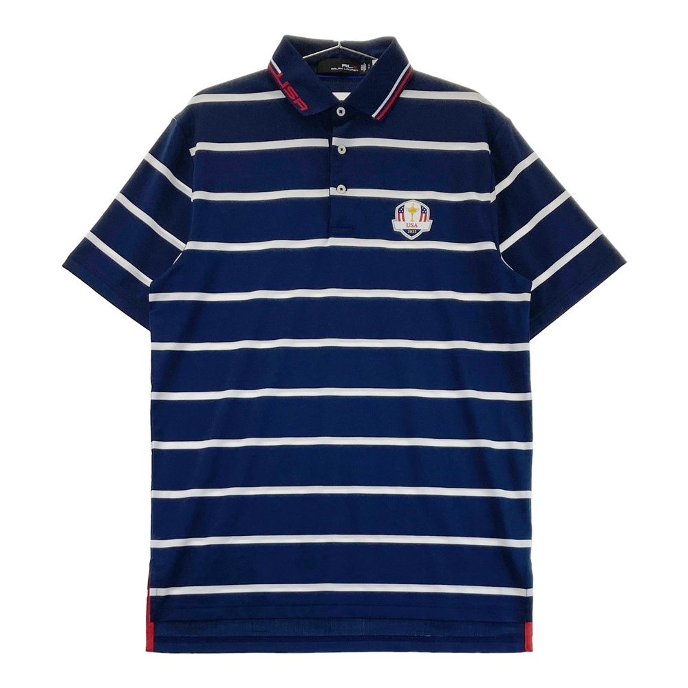 サイズ SP RLX ラルフローレン 半袖ポロシャツ ボーダー柄 ネイビー系 ゴルフウェア メンズ ストスト