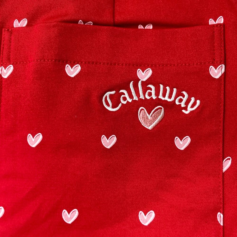 サイズ：SS CALLAWAY キャロウェイ 2023年モデル スカート ハート柄 レッド系 [240101543085] ゴルフウェア レディース ストスト サイズ：SS CALLAWAY キャロウェイ 2023年モデル スカート ハート柄