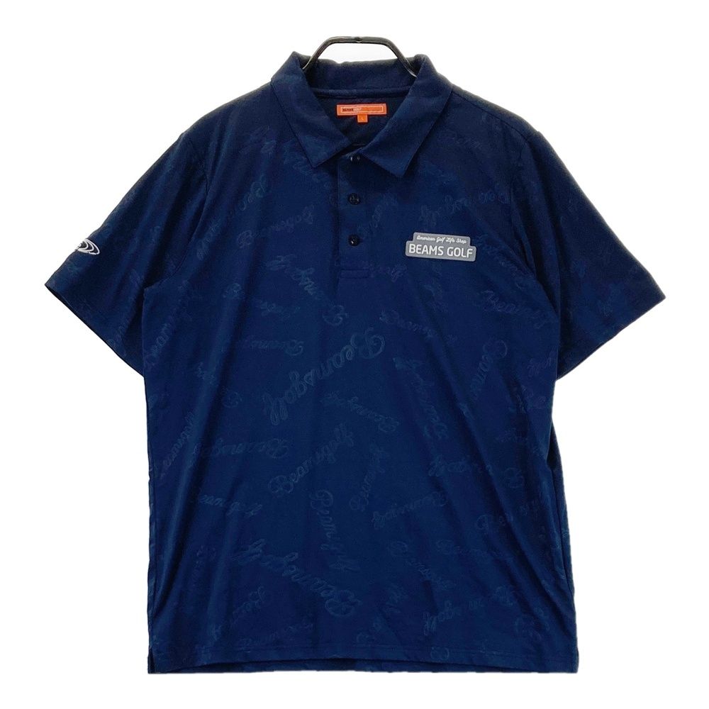 サイズ L BEAMS GOLF ビームスゴルフ 半袖ポロシャツ ロゴ 総柄 ネイビー系 240101545981 ゴルフウェア メンズ ストスト