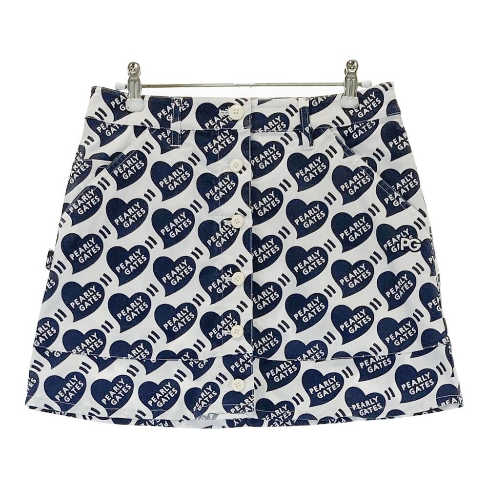 サイズ 0 PEARLY GATES パーリーゲイツ ストレッチスカート ハート柄 ホワイト系 240101547040 ゴルフウェア レディース ストスト