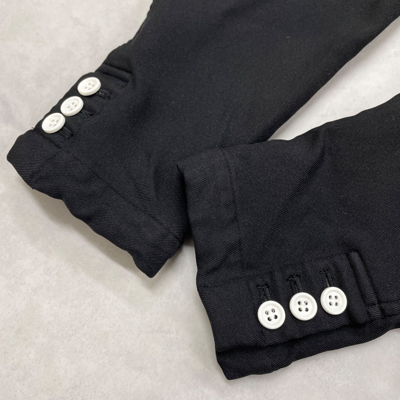 BLACK COMME des GARCONS ブラックコムデギャルソン テーラードジャケット 縮絨 白ボタン ポリエステル 黒 レディース XS GULLKHAN_COM