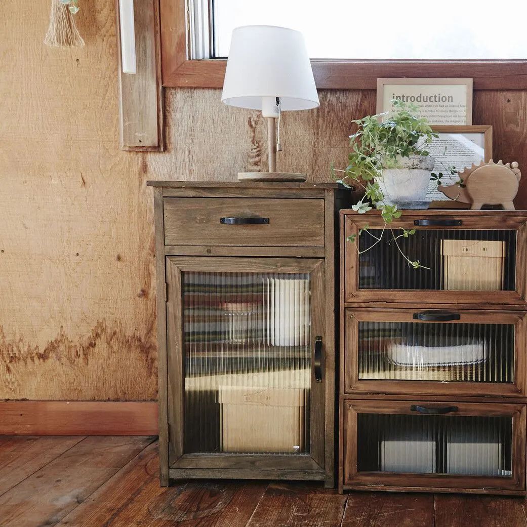 アンティーク調 サイドキャビネット 幅40cm 食器棚 収納ケース チェスト 収納ボックス ガラスキャビネット