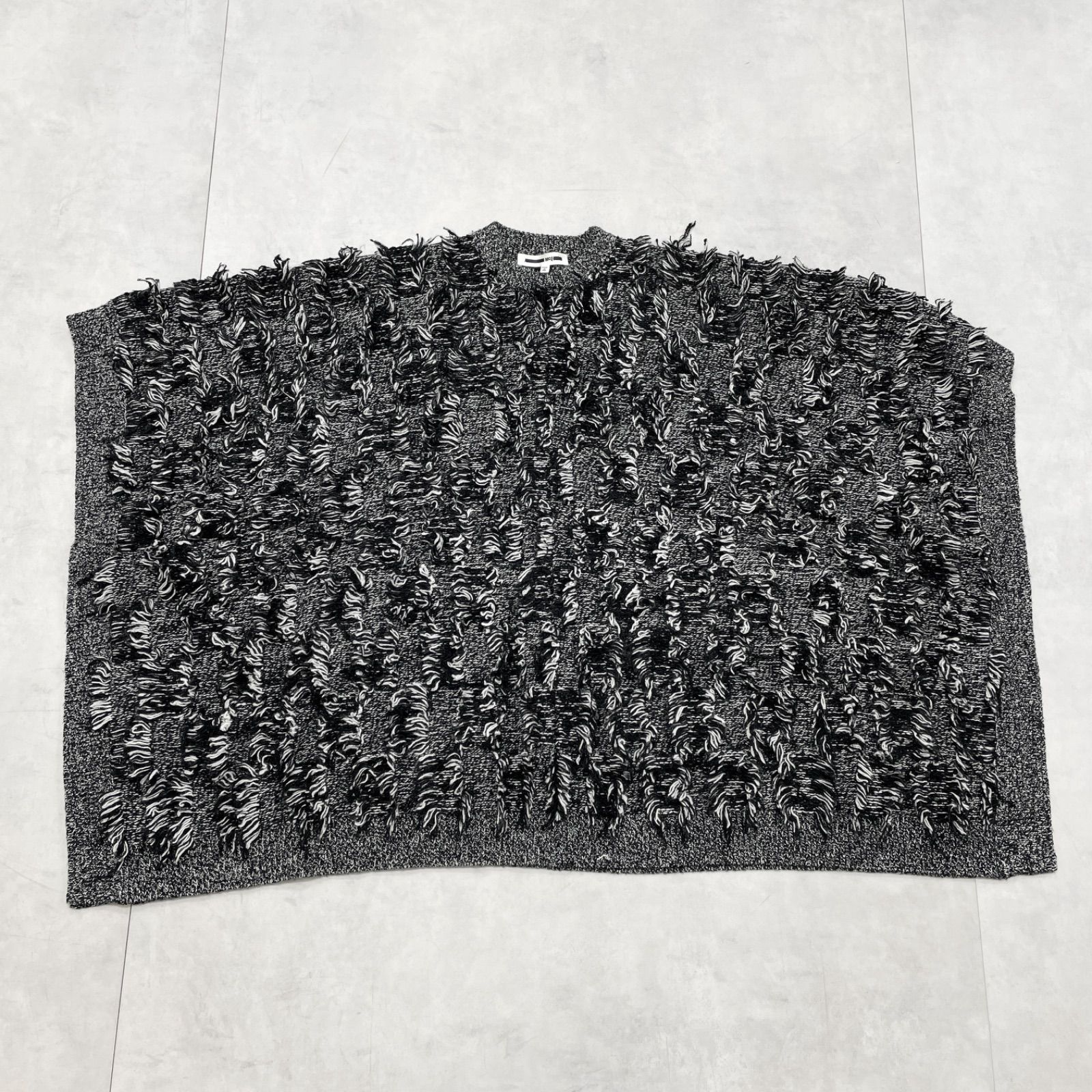 ALEXANDER McQUEEN アレキサンダーマックイーン McQ マックキュー ニットポンチョ トップス フリンジ オーバーサイズ モヘヤ ウール グレー レディース XS GULLKHAN_COM