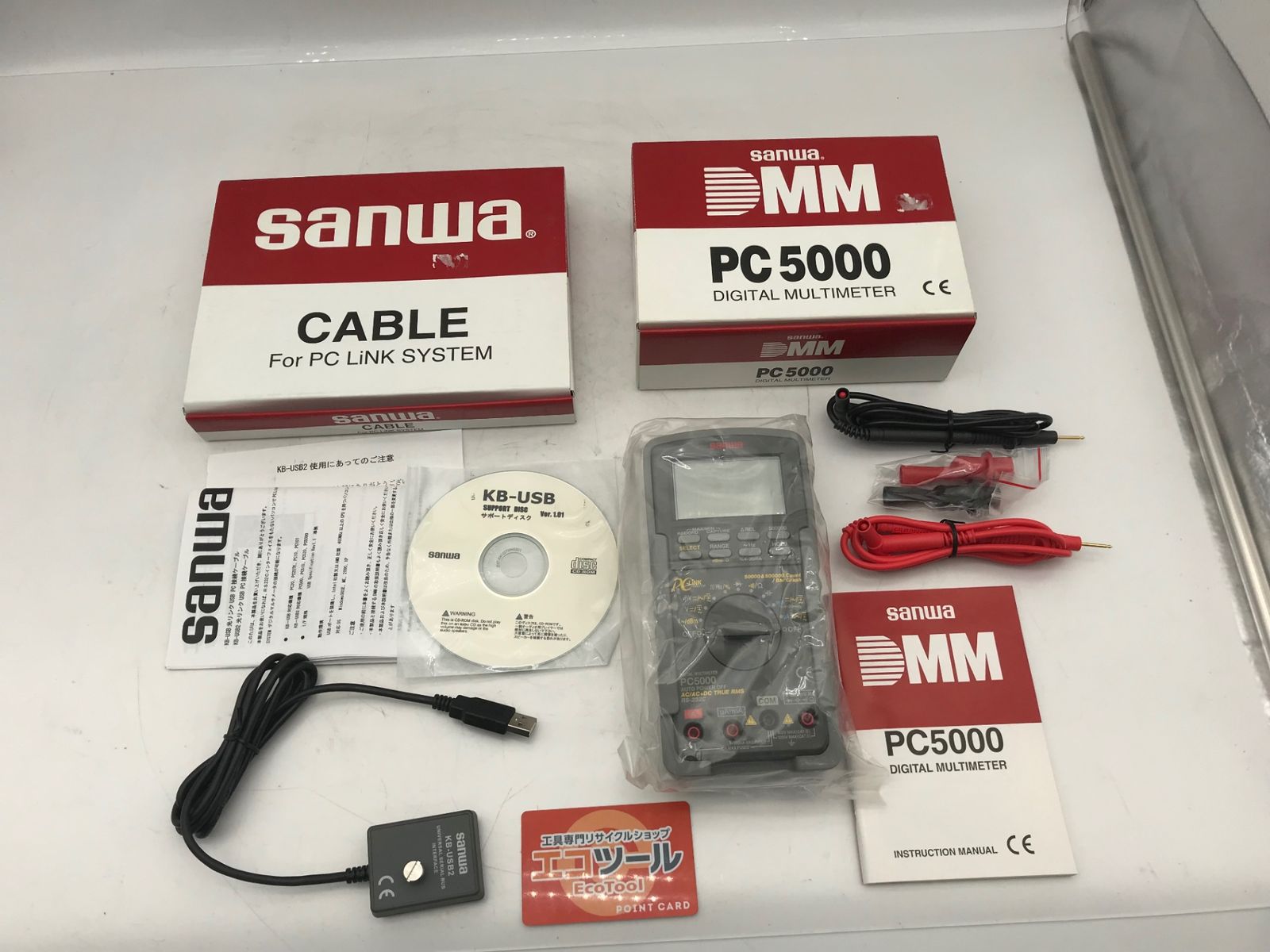 SANWA 三和電気計器 デジタルマルチメーター ケーブル付き PC5000 KB-USB2 IT43LO2Z3USE エコツール小牧ｲﾝﾀｰ店 M02