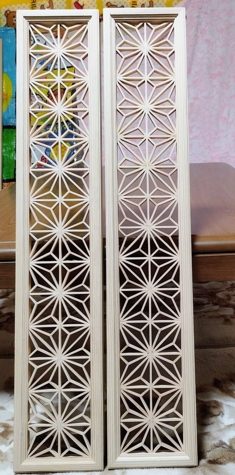 210 ❣️特価❣️麻の葉組子　吹き抜け　カラーアクリル板入り4枚1組 210 ❣️特価❣️麻の葉組子 吹き抜け カラーアクリル板入り4枚1組