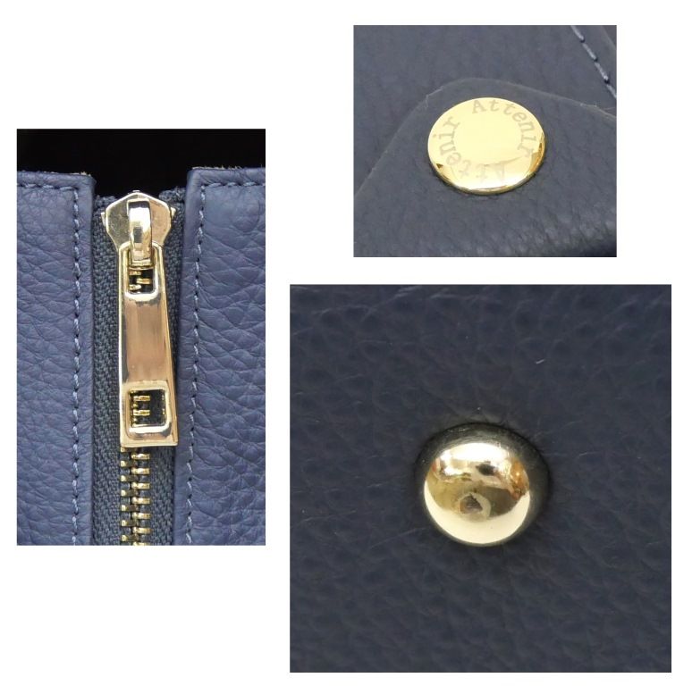 アテニア Attenir トートバッグ ネイビー レザー - メルカリ