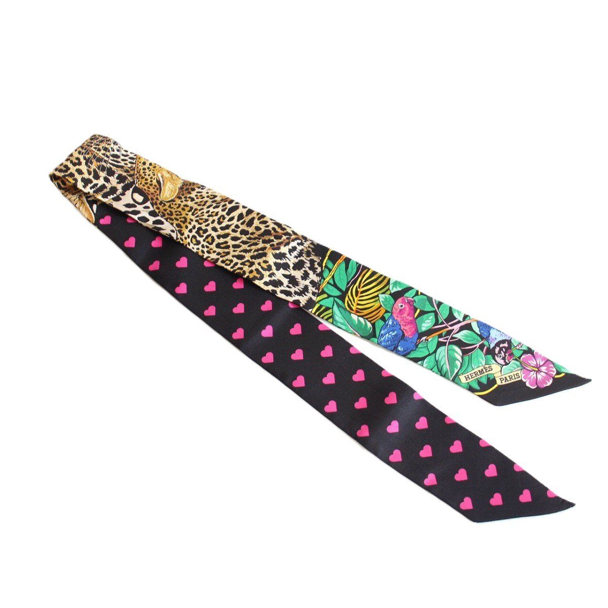 HERMES エルメス ツイリー ジャングルラブ ラブ ブラック系 シルク100% いおき質店