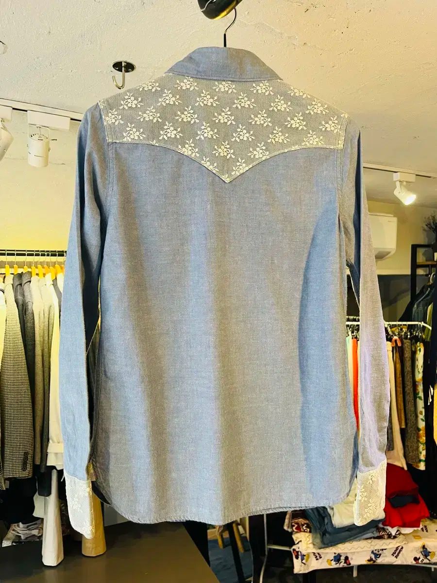 リー レース ディテール ウェスタン デニム シャツ