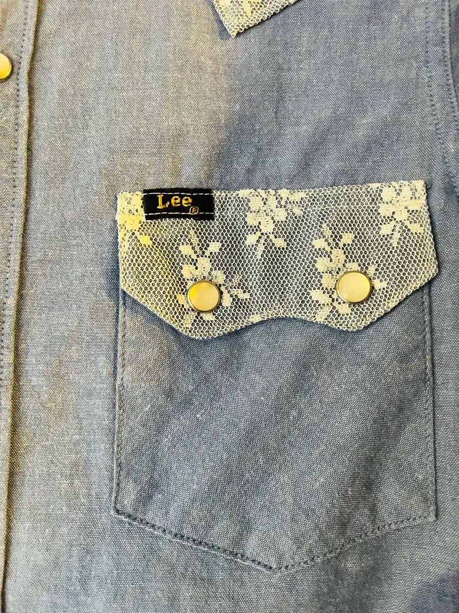  リー レース ディテール ウェスタン デニム シャツ 長袖 シャツ ブラウス