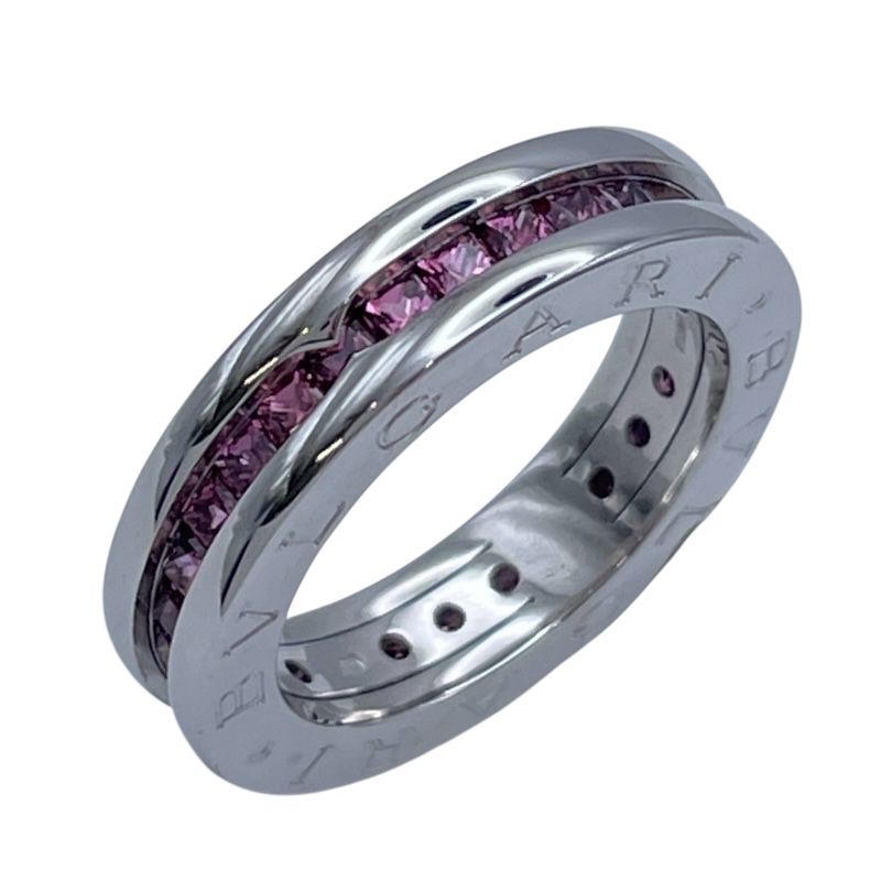 ブルガリ BVLGARI ビーゼロワンリング1バンド XS ホワイトゴールド 750 ロードライトガーネット ジュエリー