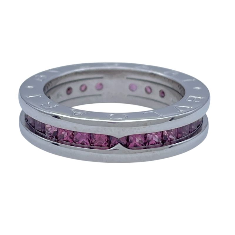 ブルガリ BVLGARI ビーゼロワンリング1バンド XS ホワイトゴールド 750 ロードライトガーネット ジュエリー