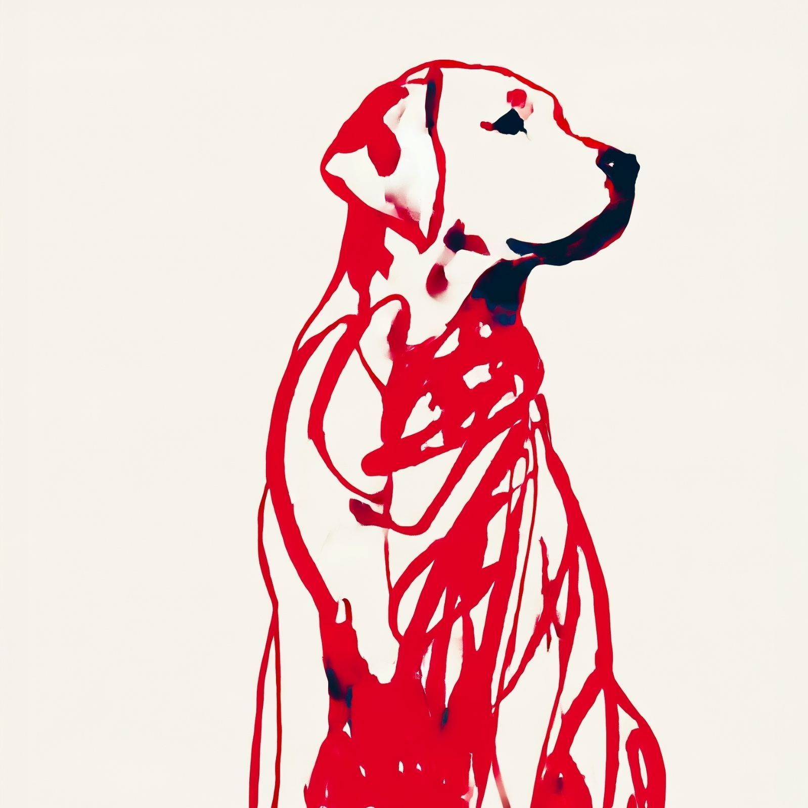 名入れOK Red Line - ラブラドールレトリバー犬 No.3 アートポスター ペットロス 北欧モダン ミニマルインテリア カフェスタイル