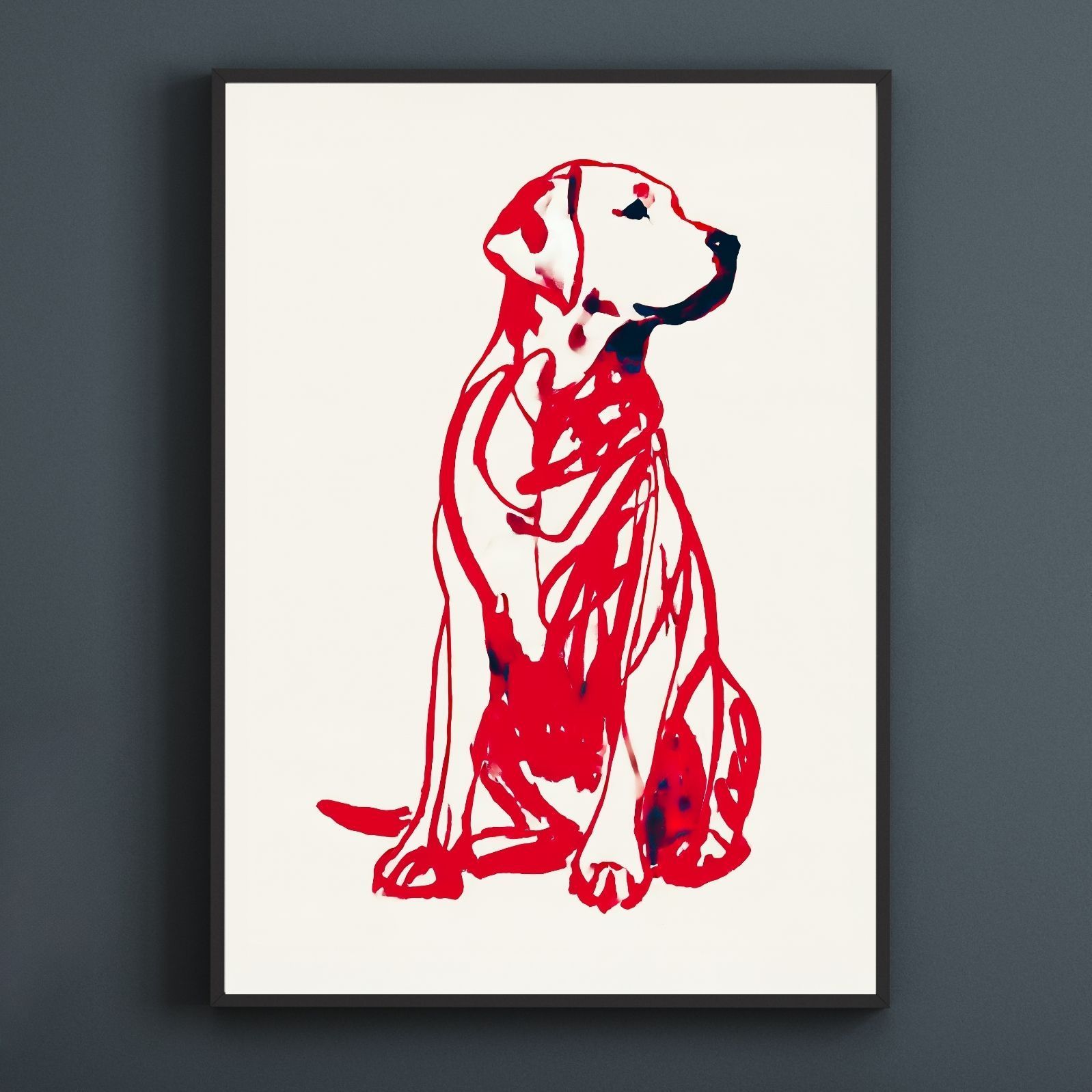 名入れOK Red Line - ラブラドールレトリバー犬 No.3 アートポスター ペットロス 北欧モダン ミニマルインテリア カフェスタイル