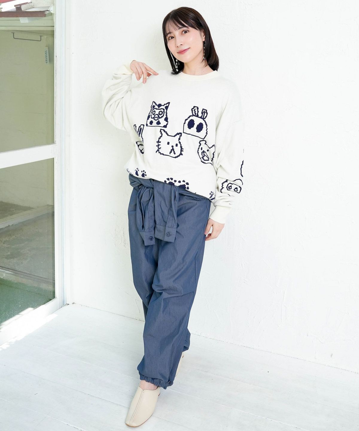 ScoLarParity ス パリティ 353122 リバーシブルドット絵柄ニットプルオーバー