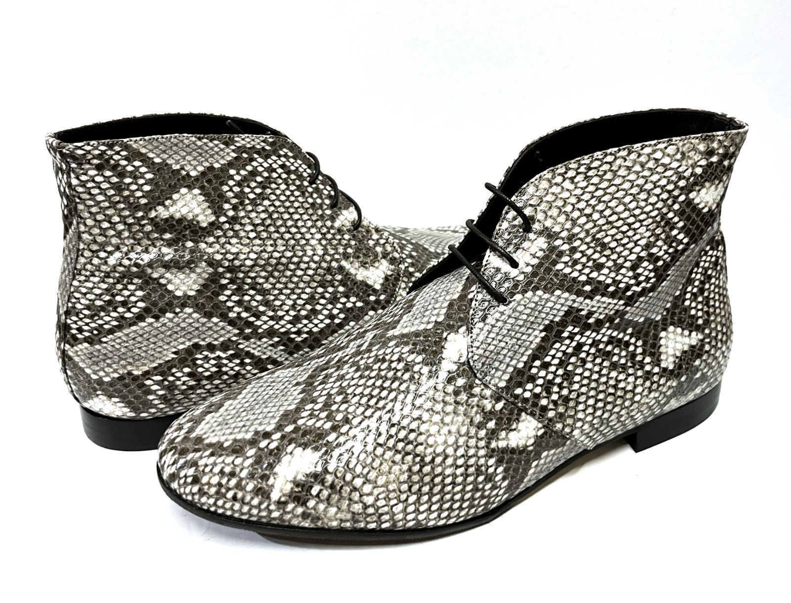 37.5(23.5㎝相当)◆イタリア製 panara｜パナラ パイソン チャッカブーツ シューズ 靴