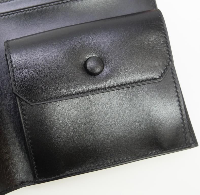  エルメス HERMES 二つ折り財布 Z刻印 黒 カーフレザー 二つ折り財布 折り財布