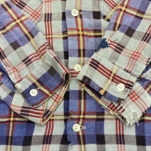 ヴィンテージ Brent チェック柄プリントネルシャツ M 中古】BRENT BRENT 60s チェック柄 プリントネルシャツ マルチカラー S