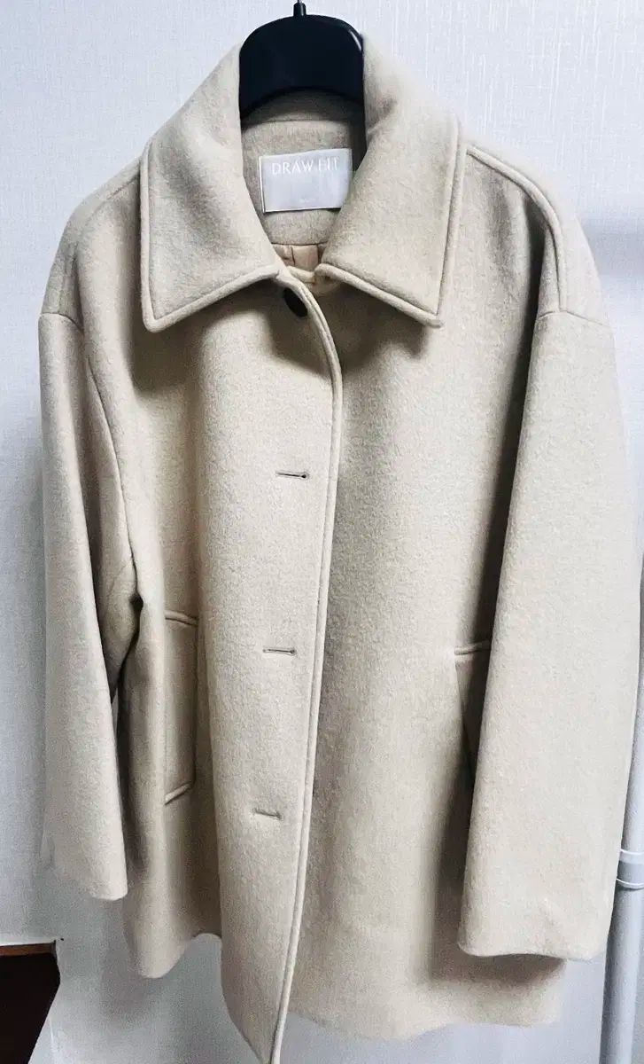 DRAW FIT ウィメンズ ソフト カシミア オーバーサイズ ハーフ コート (Butter COLOR)