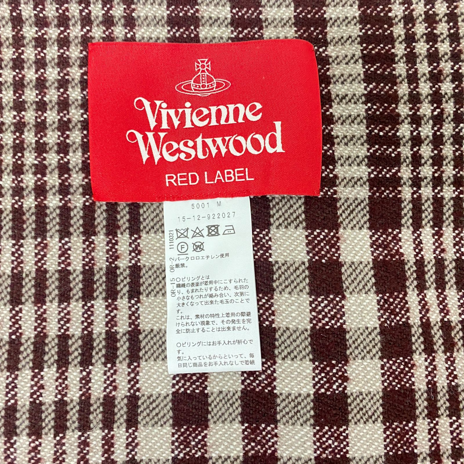 浜館85-2167 Vivienne Westwood ヴィヴィアンウエストウッド レッドレーベル 大判ストール 品