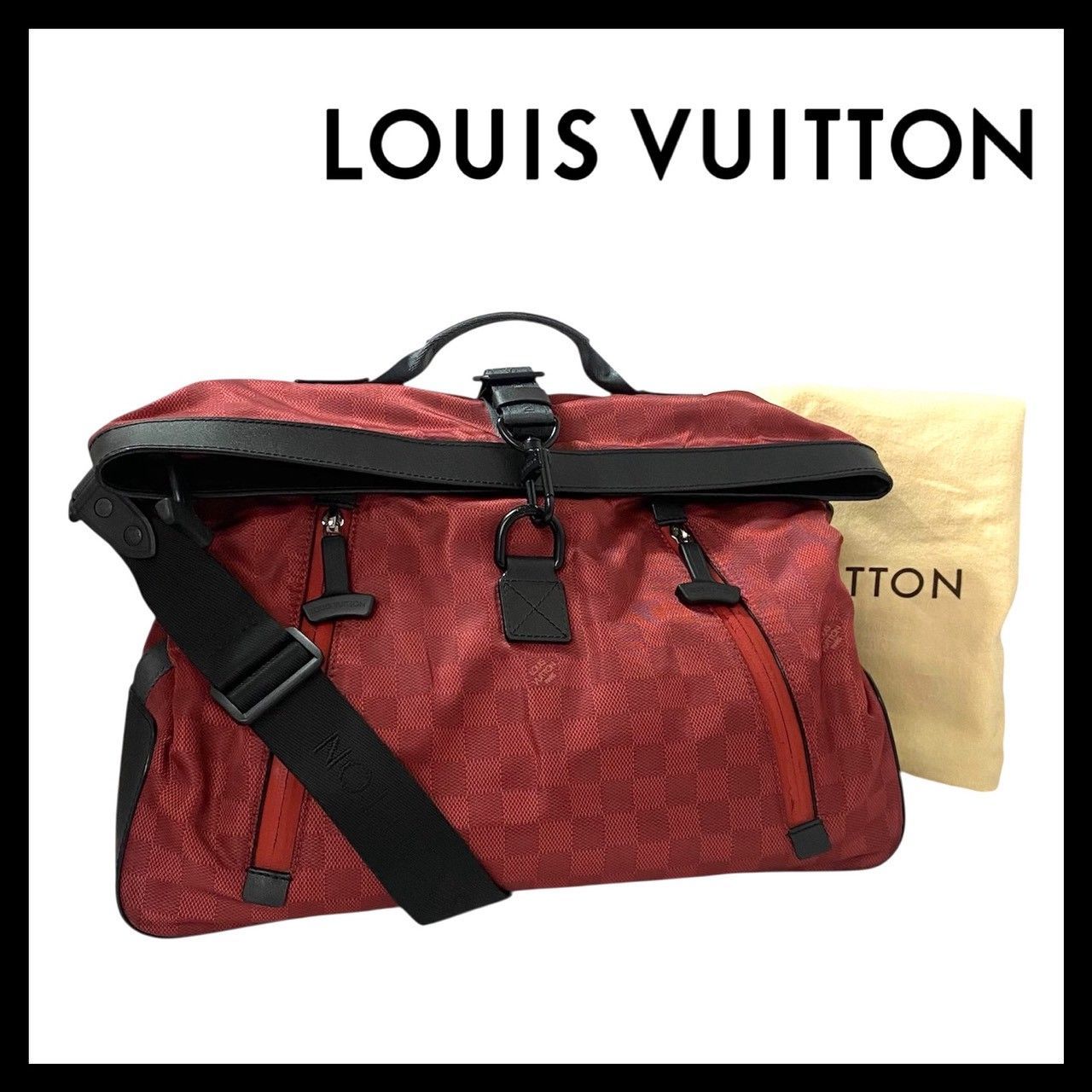LOUIS VUITTON ソラール ダミエ チャレンジ N41191 ショルダーバッグ ナイロン レッド 赤 ルイ ヴィトン CUP カップ SER-5529