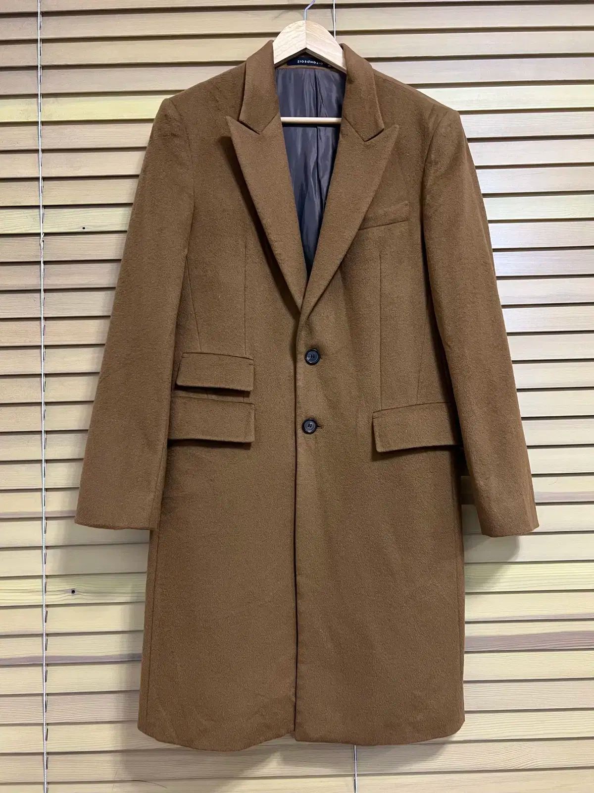 ZIOSONGZIO メンズ キャメルブラウン ウールカシミア コート 100