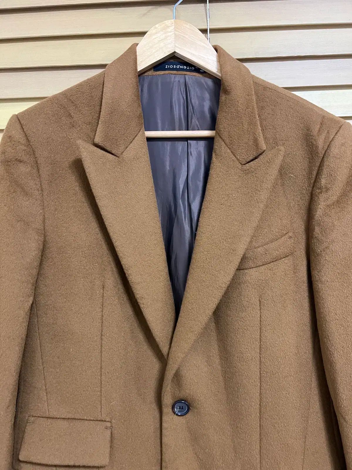 ZIOSONGZIO メンズ キャメルブラウン ウールカシミア コート 100