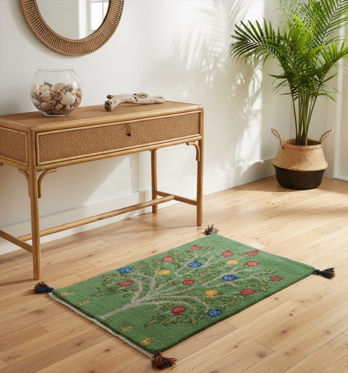 ペルシャ　ギャッベ 玄関　85×57 緑　ザクロの木 ペルシャ ギャッベ 玄関 85×57 緑 ザクロの木 ペルシャ ギャッベ 玄関