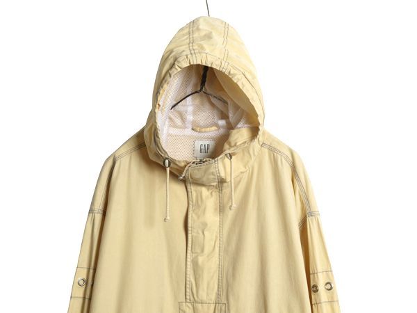 なクーポン配布中! 00s ギャップ コットン アノラック パーカー ジャケット メンズ L プルオーバー ハーフジップ フード ヨット セーリング 黄