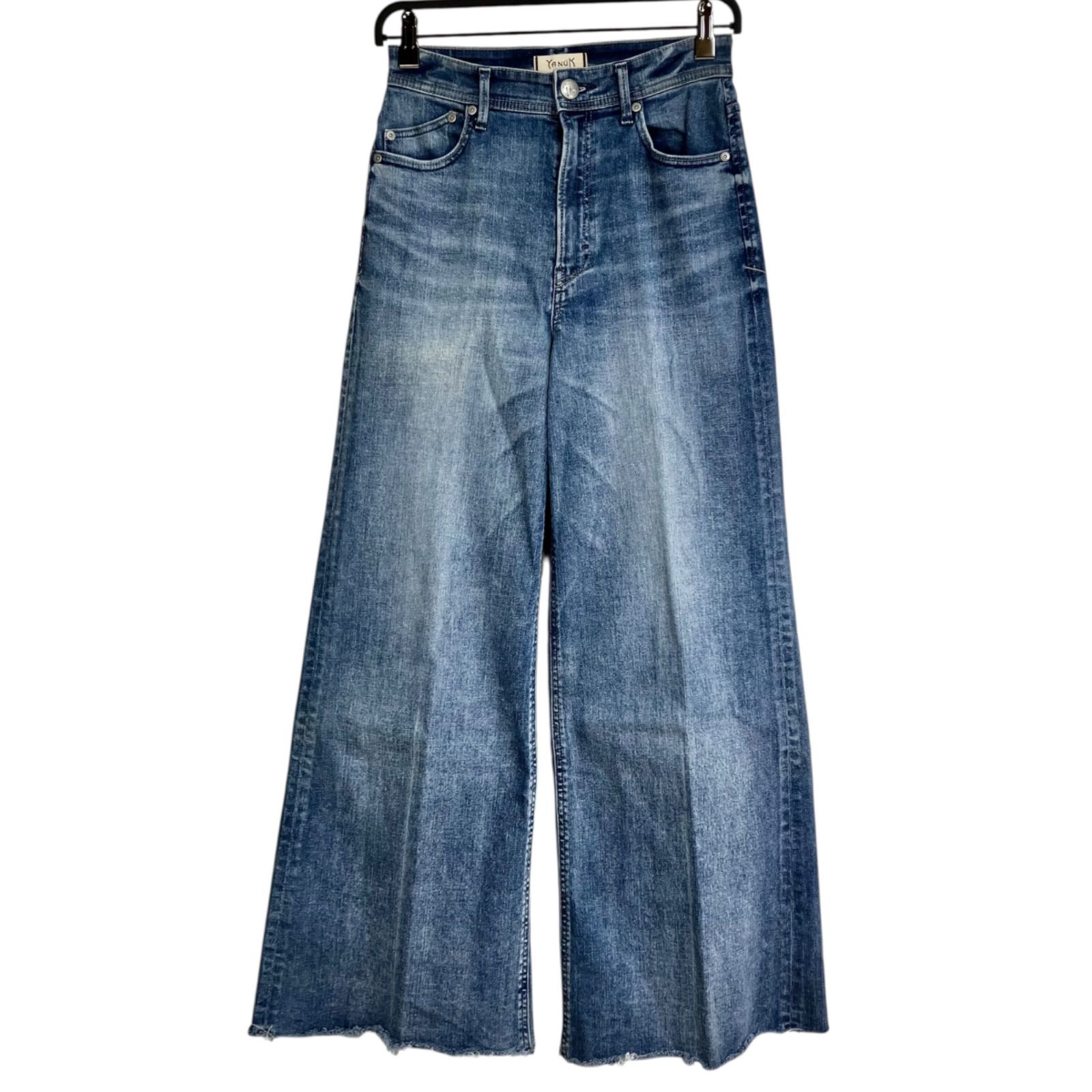 YANUK Wide flare 26 CVL ワイドフ カットオフ デニムパンツ ライトブルー 水色 ヤヌーク