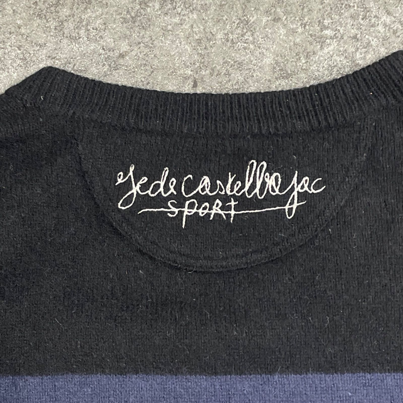 新品 ライカ社製 カステルバジャック Castelbajac sport 刺繍入り ハーフジップ ウールジャージー カットソー 黒/2 美品☆ライカ社製 CASTELBAJAC カステルバジャック 刺繍 ストレッチ